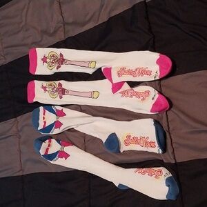 Sailor Moon and Mini Moon Knee High Sock Set of 2 pairs